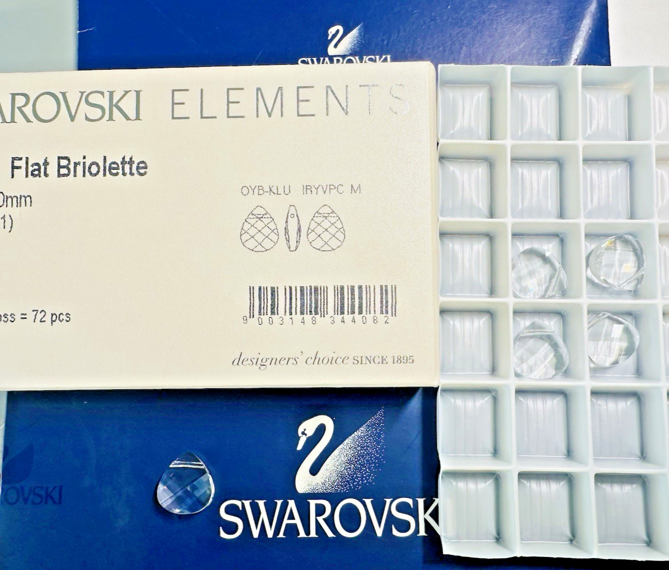 Swarovski FlaBriolette Pendant 6012 15.4x14mm Crystal 72Pack AUSTRIA.