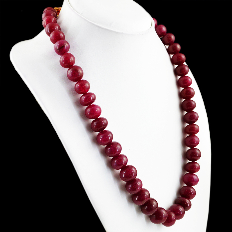 608.50 CTS EARTH MINED GENUINE ROUND SHAPED RICH RED RUBY BEADS NECKLACE STRAND