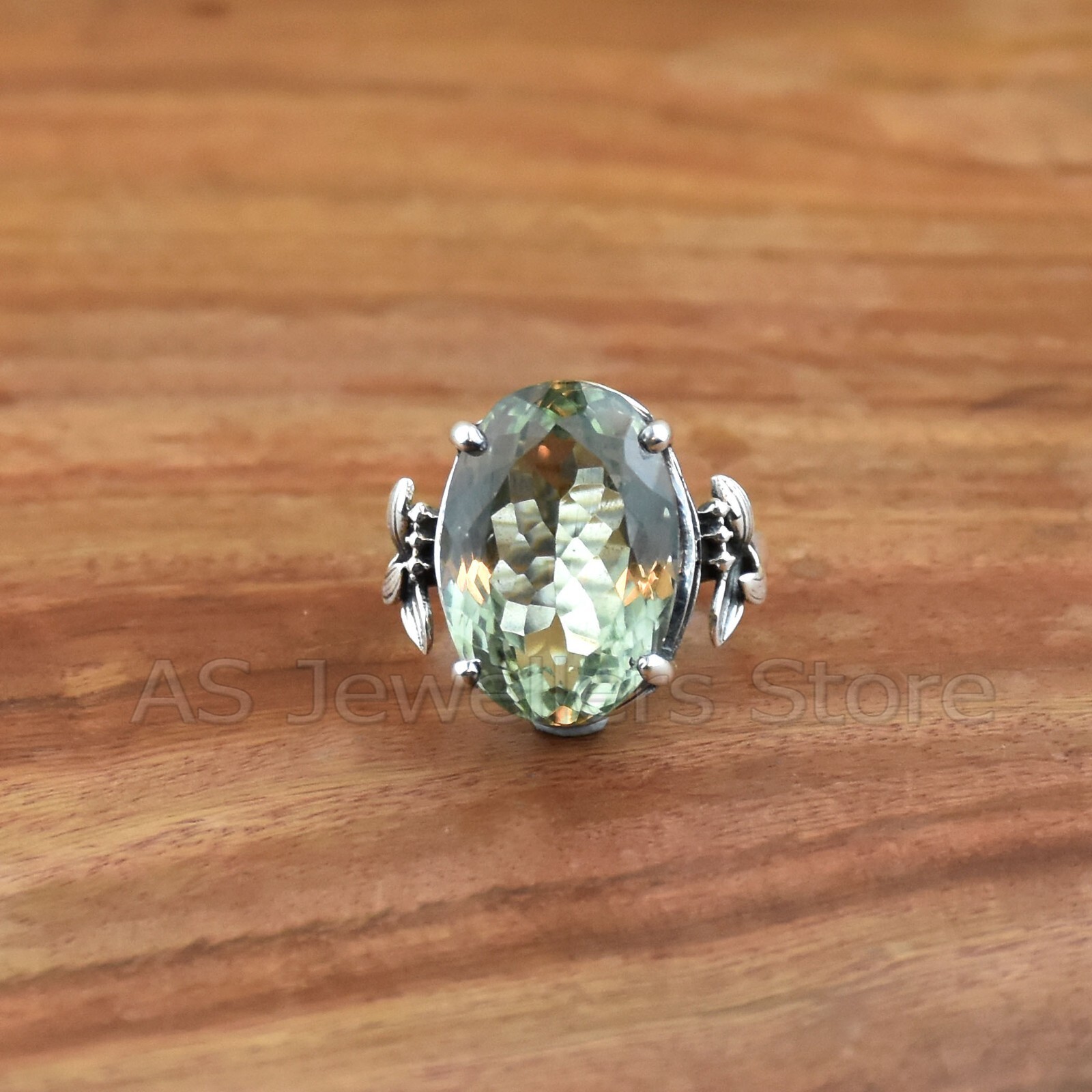 925 Sterling Silver Ring, Green Amethyst Ring, Handmade Ring, Silver Jewelry