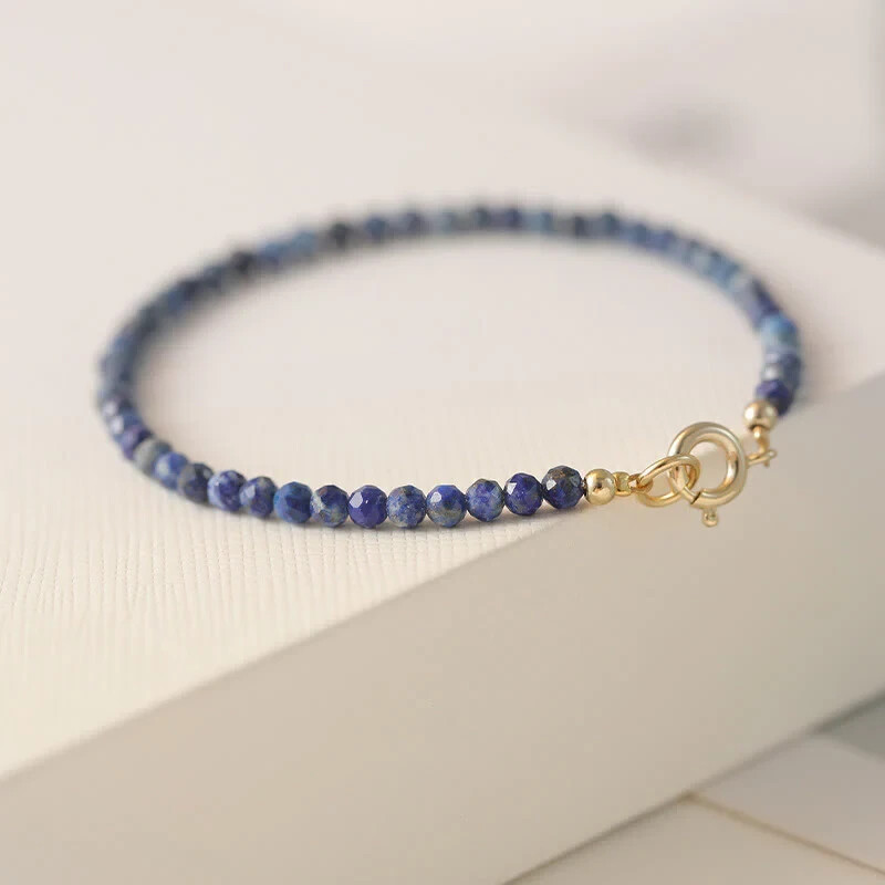 2025HOT 3mm Lapis Lazuli Bracelet Natural Blue Gemstone Healing Reiki Gift