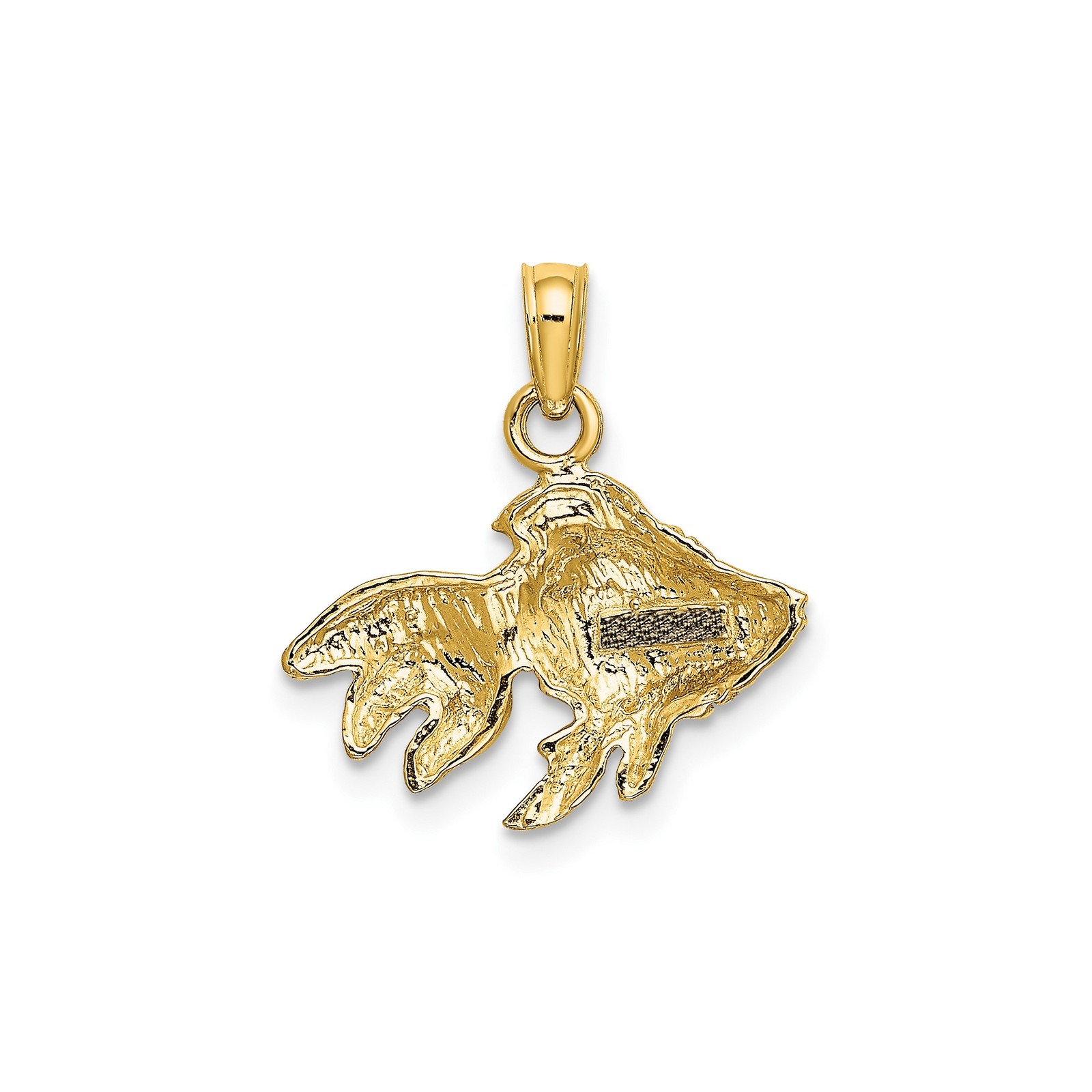 10K Yellow Gold Solid Goldfish Pendant Animal Charm Polished 17.4mm