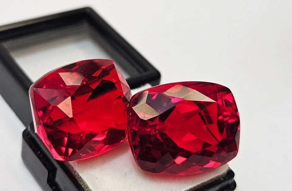 NATURAL Red Ruby Cushion Cut 53-55 Ct Pair Earring Making Loose GEMSTONE