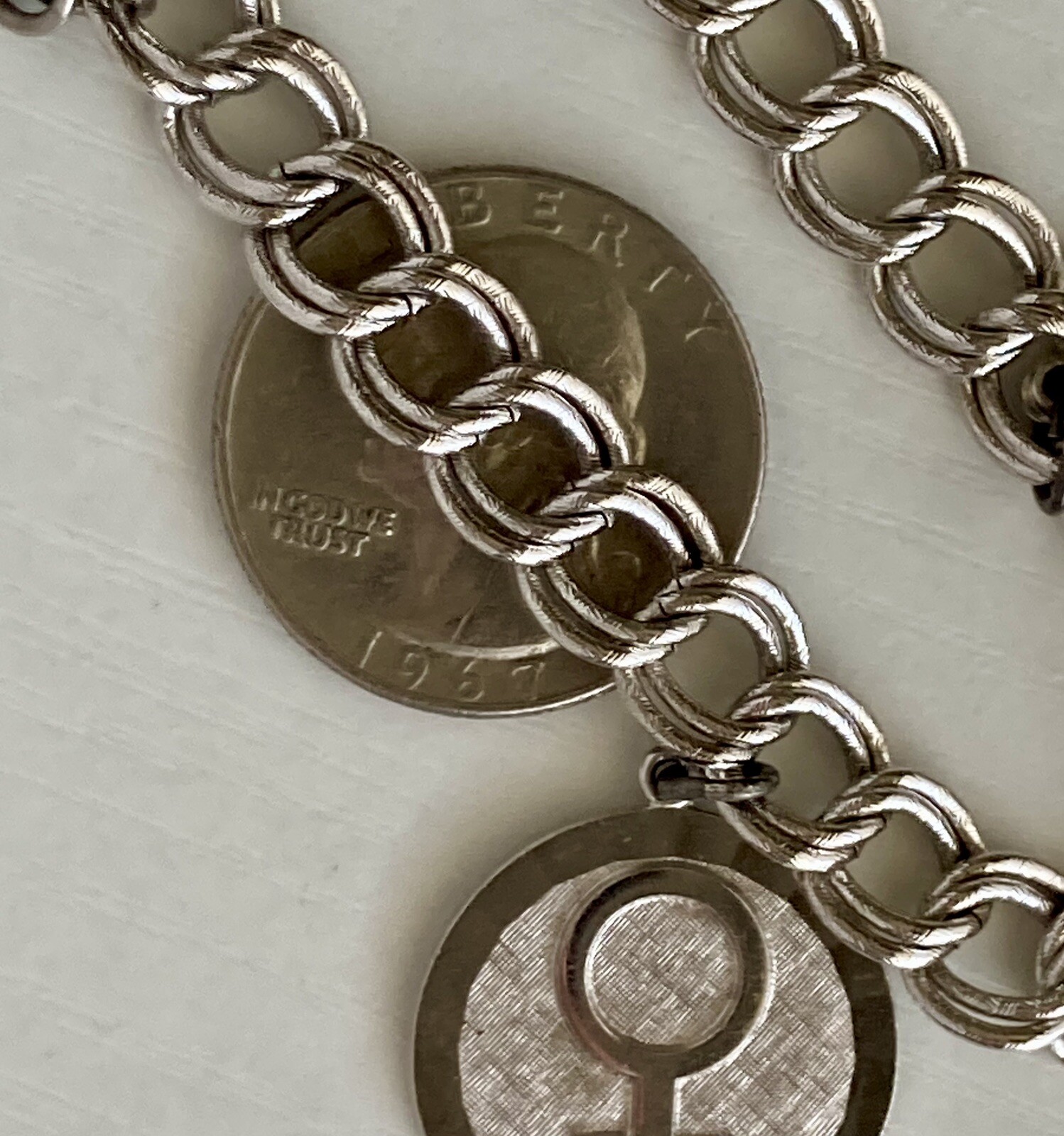 Vintage MONET Silver Tone Charm Bracelet With Charms 7” Safety Chain 8mm 20.73g
