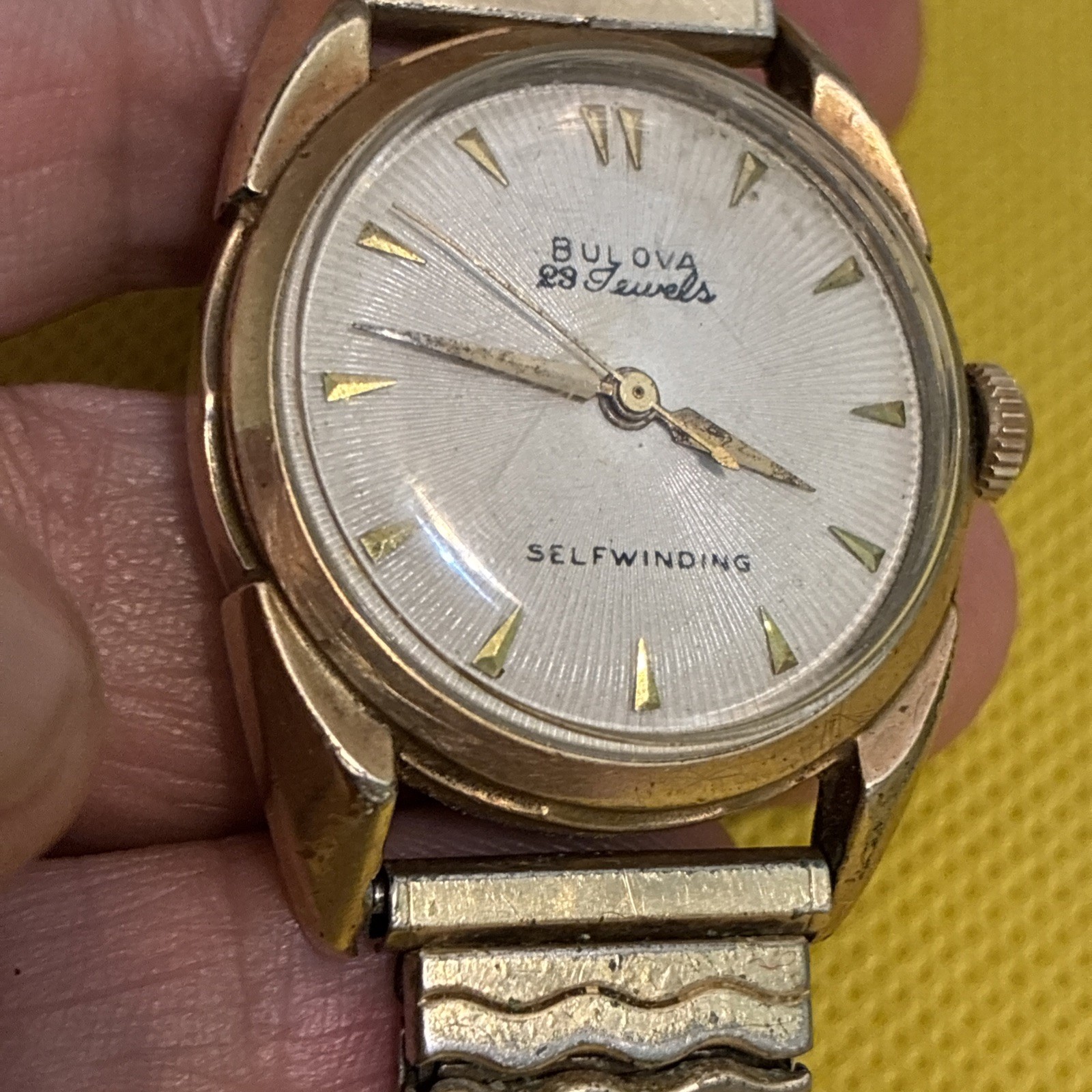 Vintage Bulova E933874 23 Jewels Self-winding Men’s Watch Sunburst 10K RGP