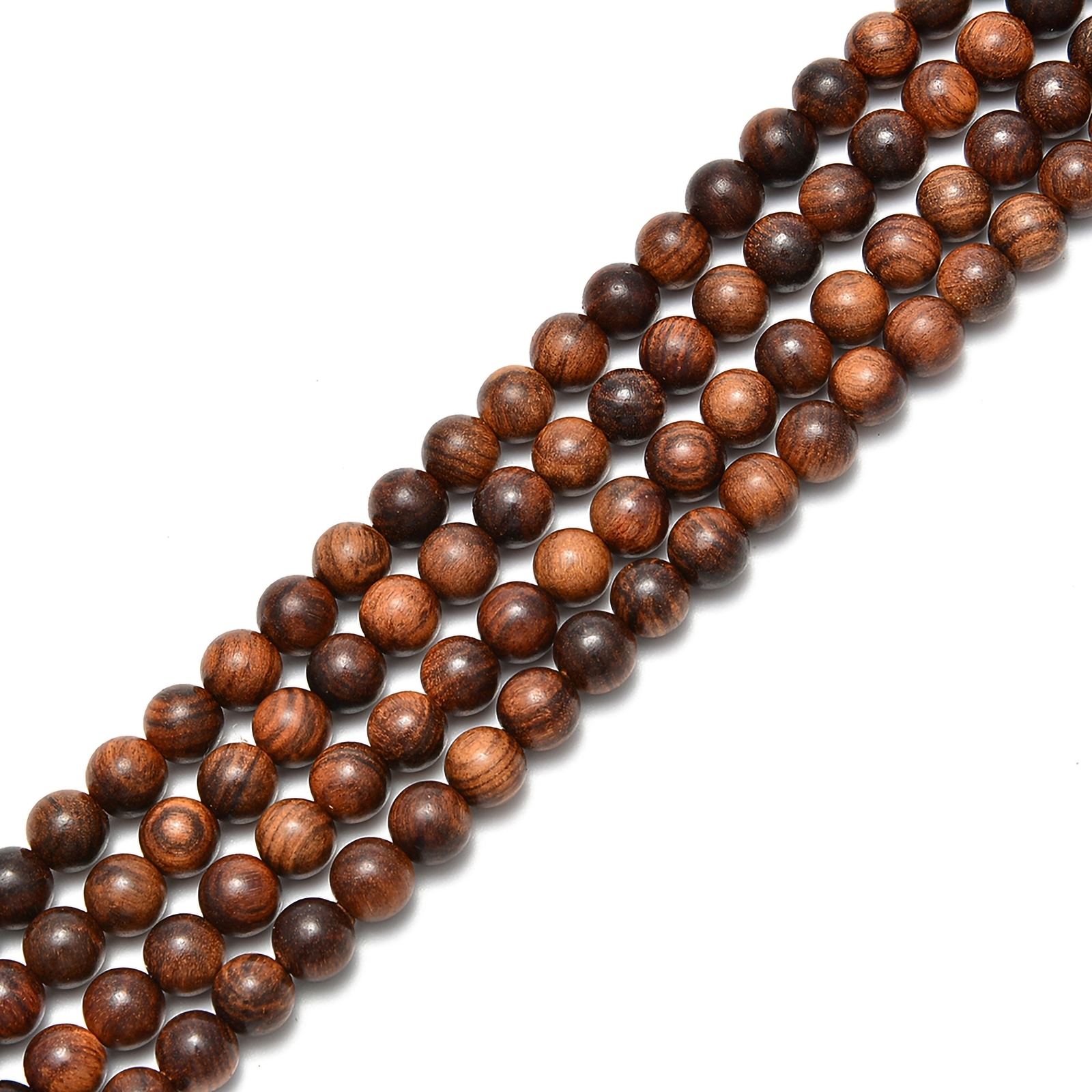 Dark Brown Tiger Skin Sandalwood Smooth Round Beads 6mm 8mm 10mm 12mm 15.5″ Strd