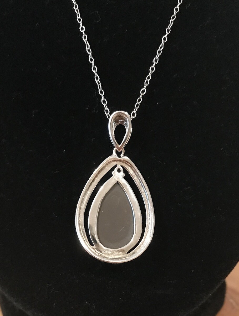 QVC Sterling Silver Canadian Ammolite Triplet Faceted Pear Shape Pendant Korite