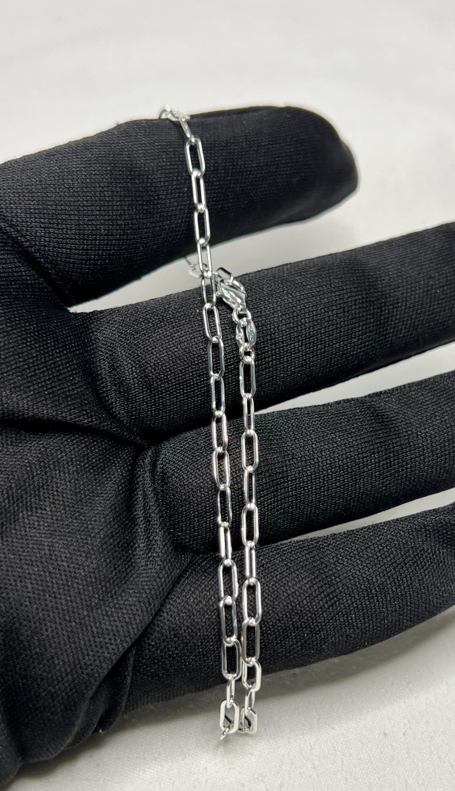 10″ Italian S925 Sterling Paper Clip Chain Bracelet – Adjustable – 3mm Width