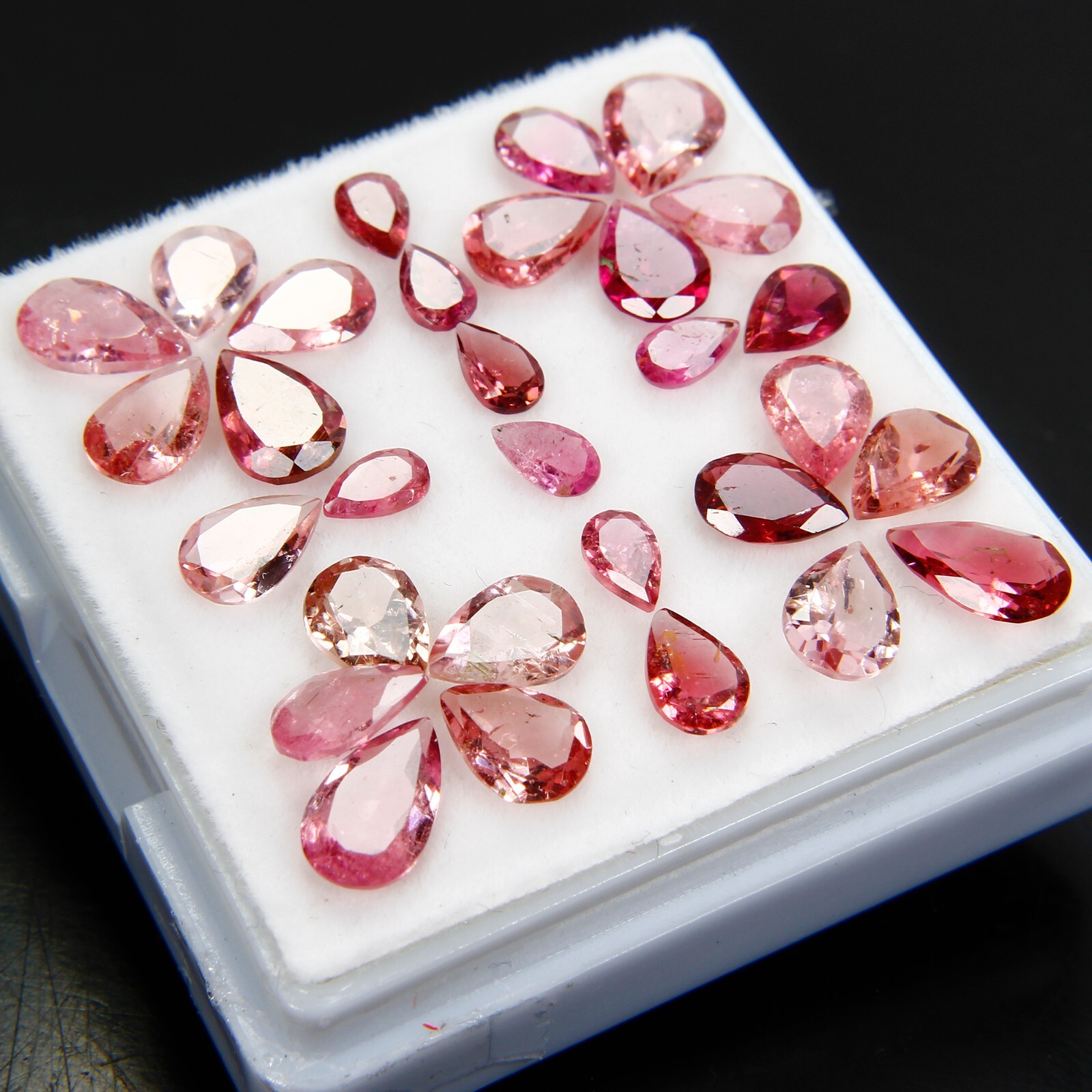 Certified 13.90 Cts/30 Pcs Natural Pink Rubellite Tourmaline Pear Cut 5-7mm Gems
