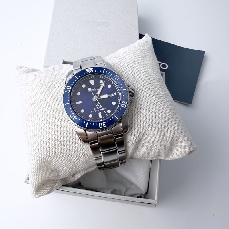 Seiko Prospex Sea Solar Power Men Blue Dial Stainless Steel SNE585 Watch 38.5mm