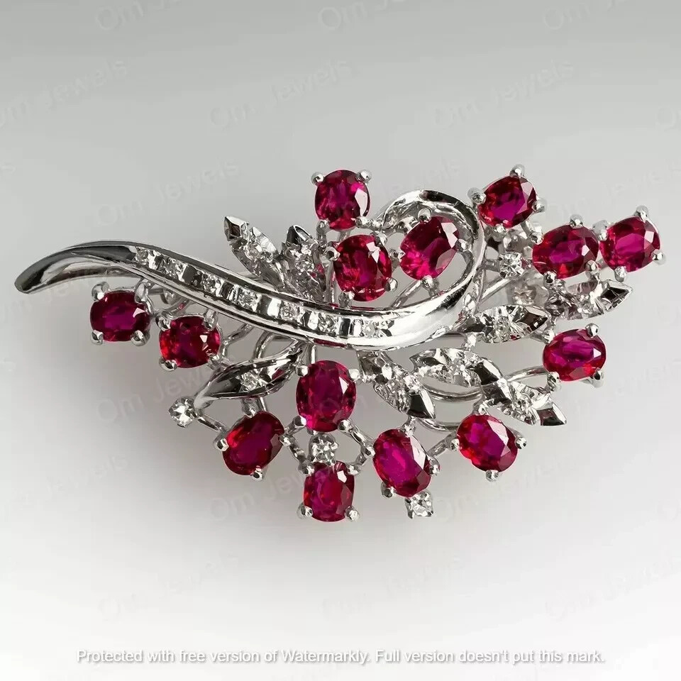 Fashionable 4.50Ct Oval Cut Red Ruby Diamond Cluster Pendant White Gold Finish