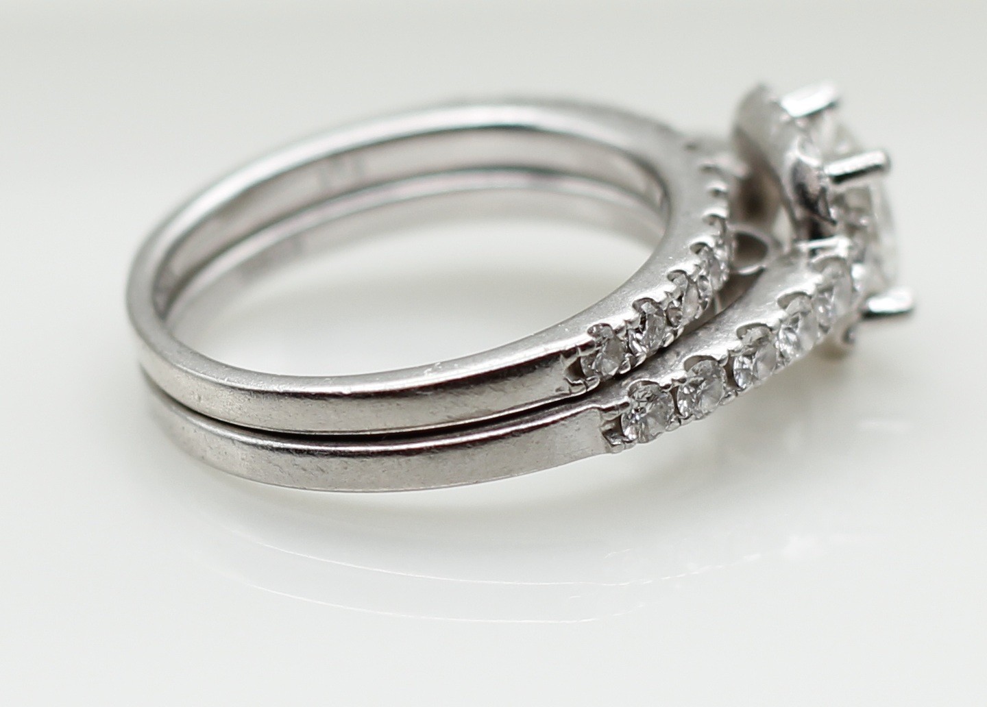 Platinum 1.80 ctw Princess Natural Diamond VS1-H Wedding Ring Set 8.8 Grams