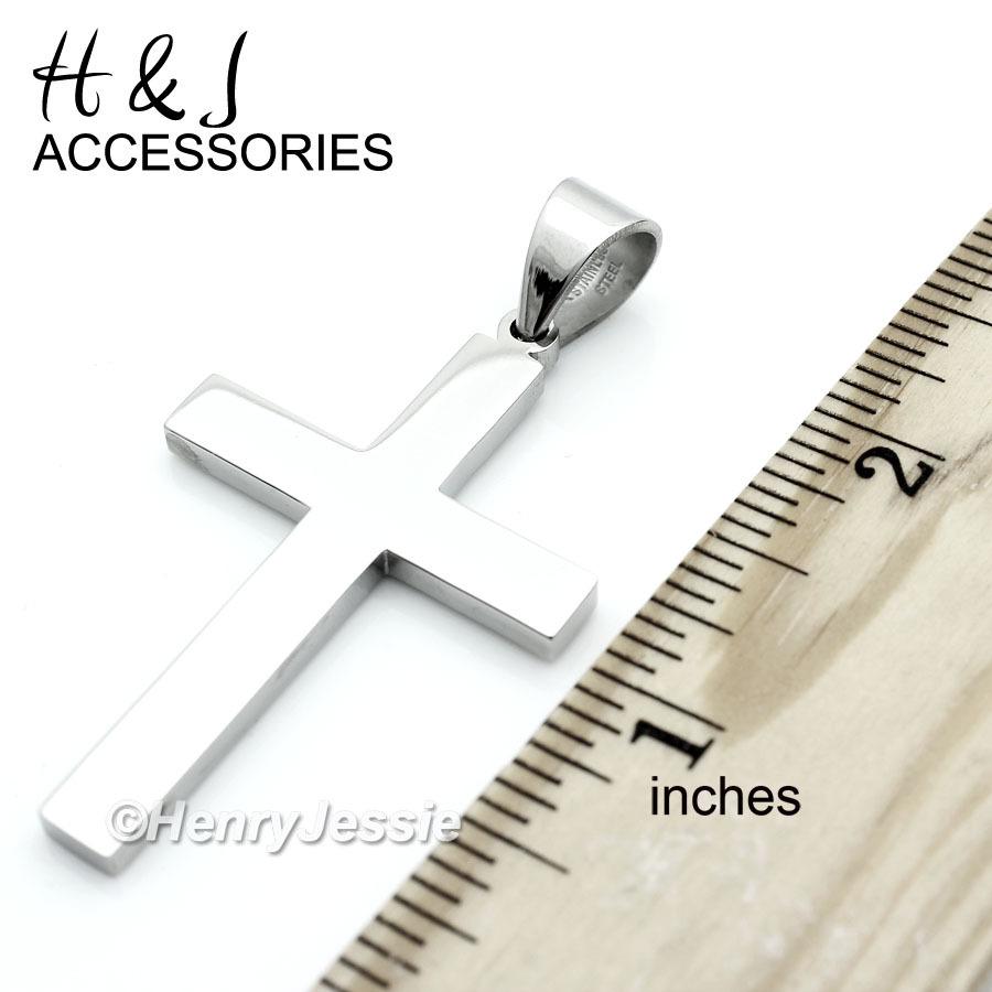 18-40″Stainless Steel 6mm Silver Cuban Curb Chain Simple Plain Cross Pendant*P64