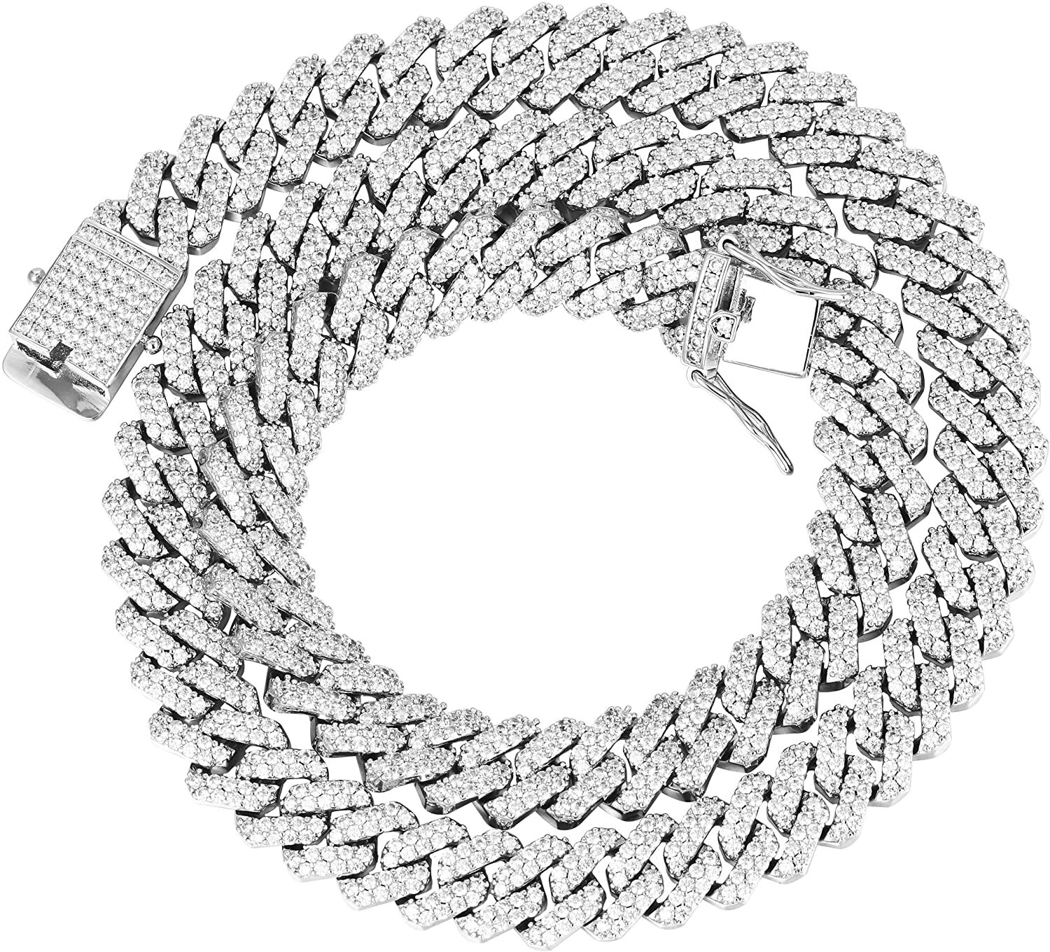 Men’s Heavy Iced CZ Out Miami Cuban Link Chain With Gold Plated Stainless Steel