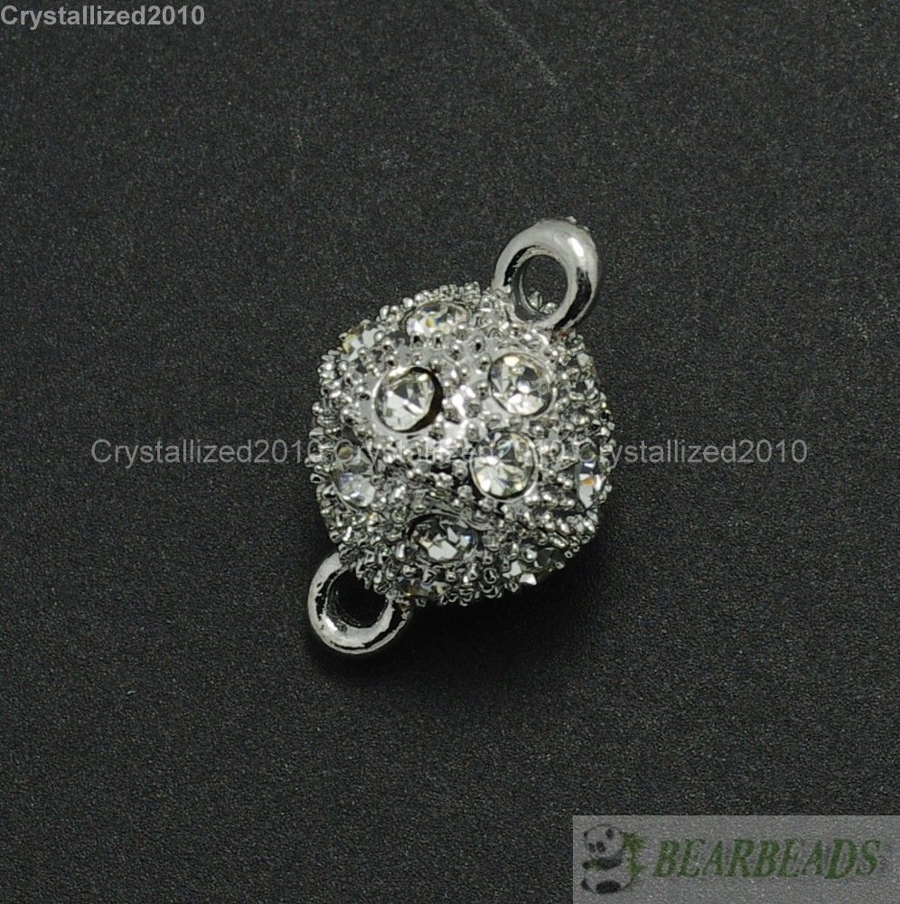 20 Sets Crystal Rhinestone Strong Magnetic Round Ball Connector Clasps Making