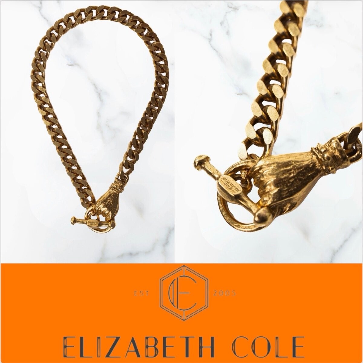 Elizabeth Cole Jewelry Oakley Necklace 24K Gold Plated