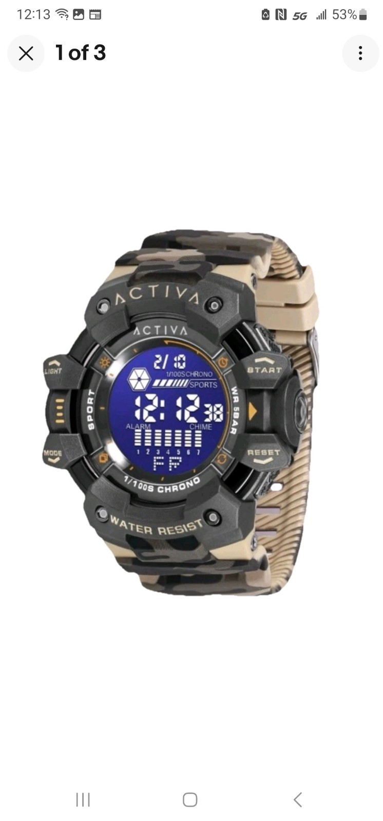 Activa Armour X Invicta Men’s 50mm Camouflage Khaki Digital Watch ACW8050MC-001