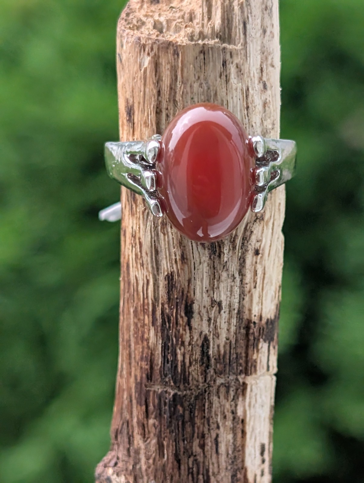 Deep Blood Orange Carnelian Powerful Crystal Reiki Healing Ring 8US
