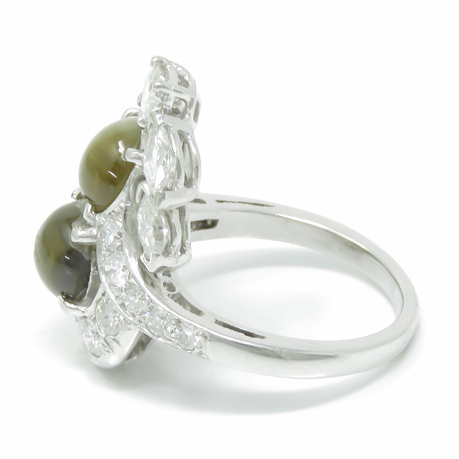 NYJEWEL Platinum 6ctw Cat Eye Chrysoberyl & Diamond Ring w serial #