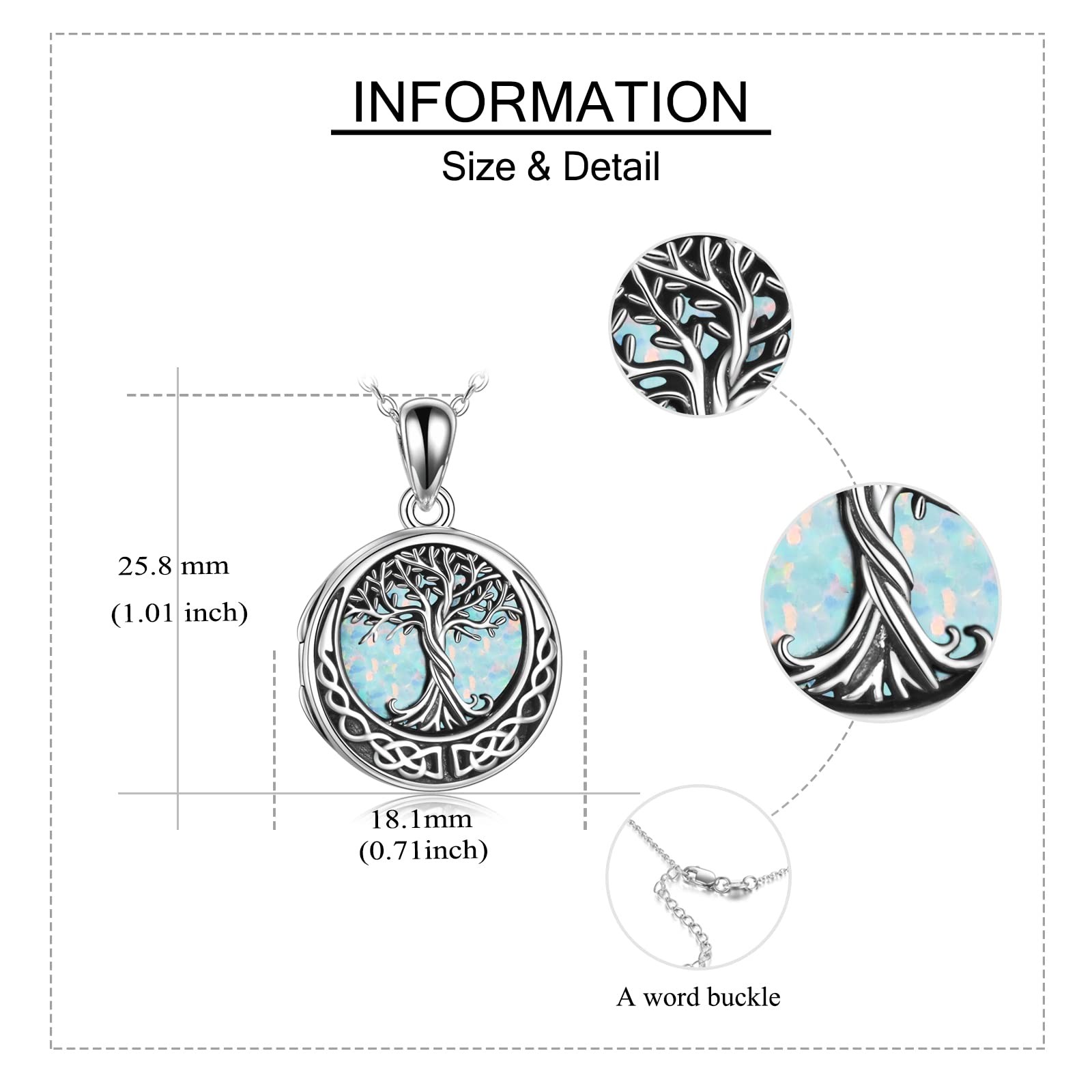 Tree of Life Locket Necklace Gift 925 Sterling Silver Locket Necklace That Ho…