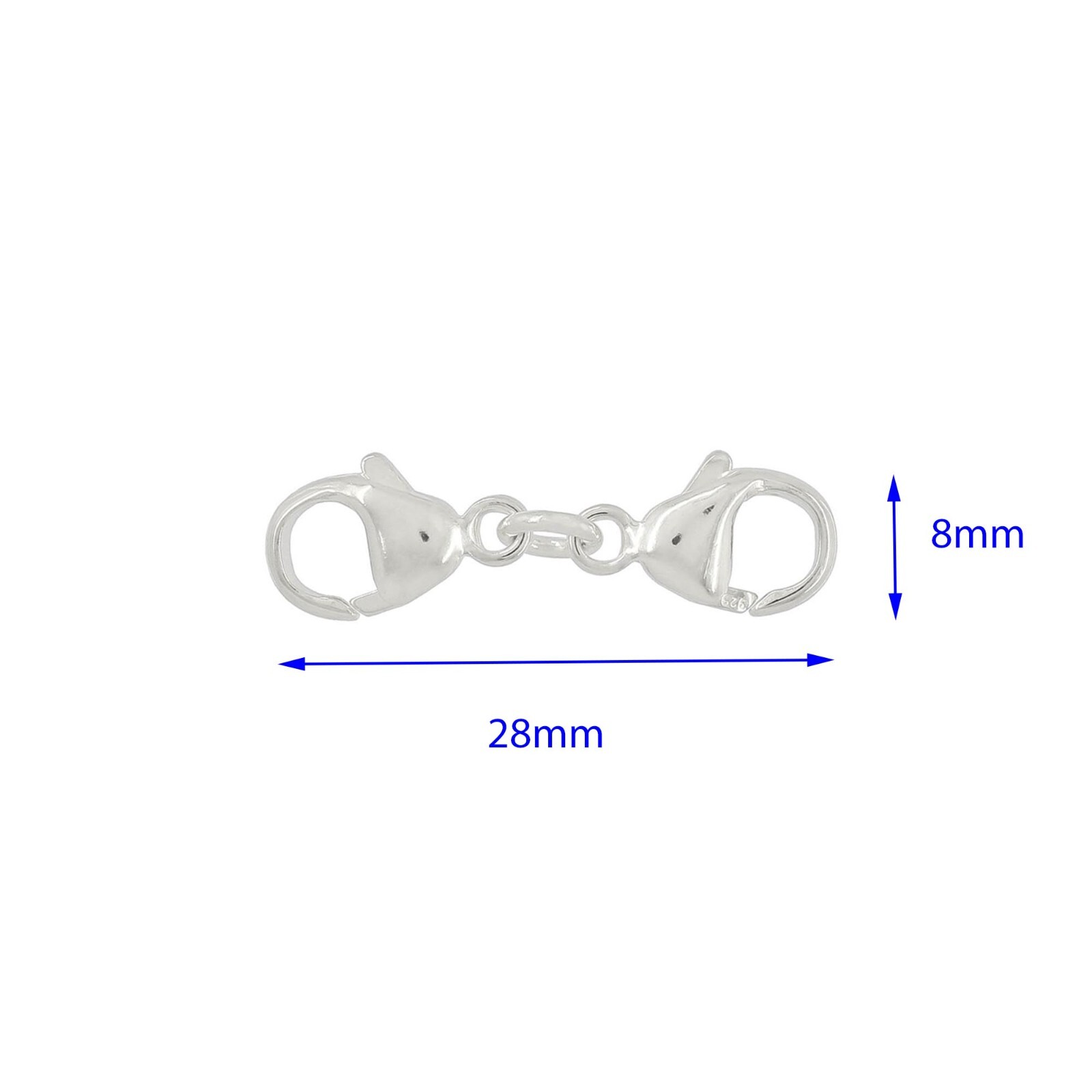 Sterling Silver Double Lobster Claw Clasp Extender Connector 28mm #99673
