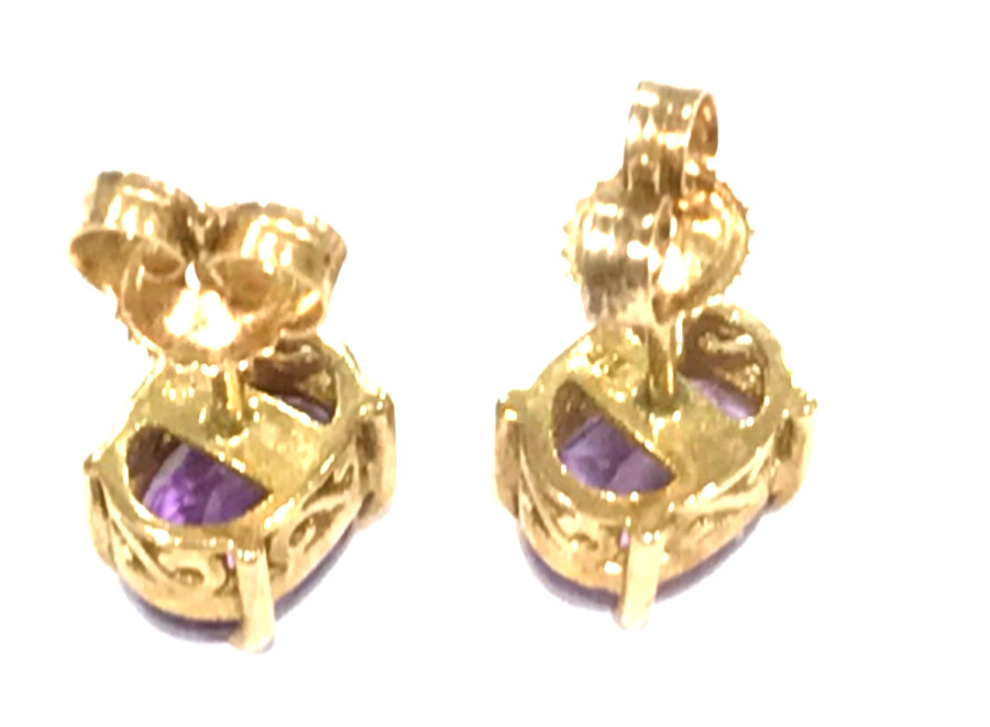 9ct Gold Amethyst Earrings Studs Hallmarked Gift boxed