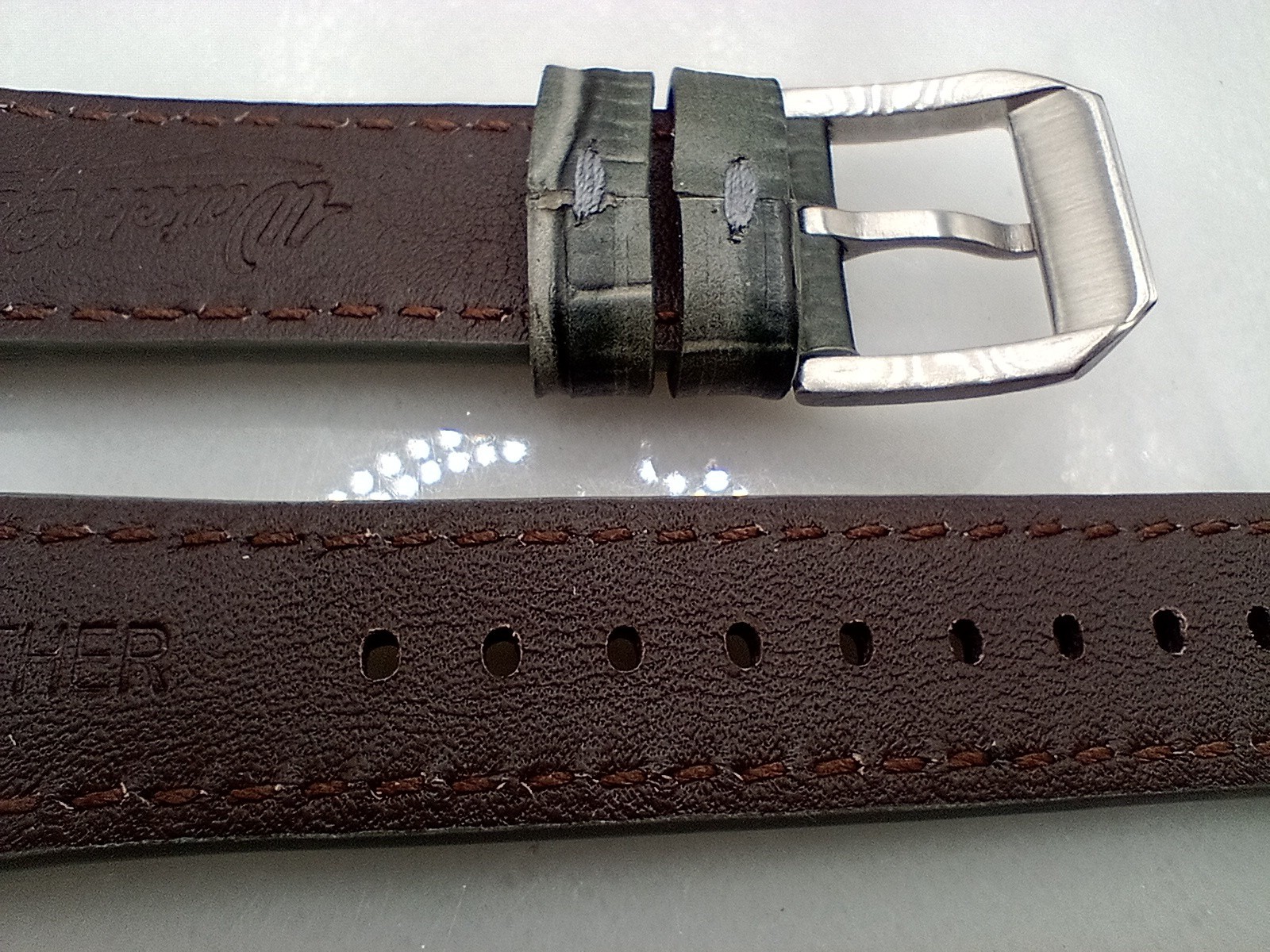 New 20mm Geckota Watchgecko Alligator Grain Calf Leather Grey Watch Strap 6B148
