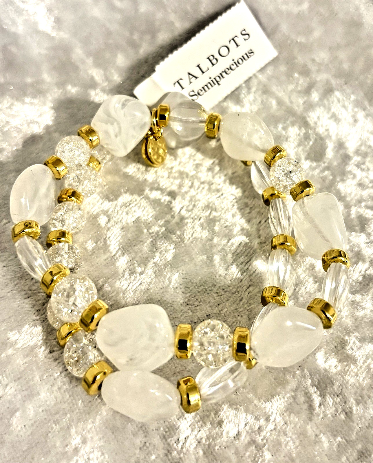 TALBOTS TRANSLUCENT CLEAR & WHITE w/GOLD ACCENTS SWEET LUCENT BRACELET SET (NWT)