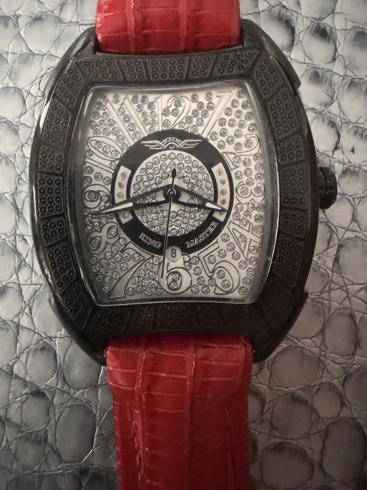 King Master Rounded Burgundy Reptile Diamond Watch