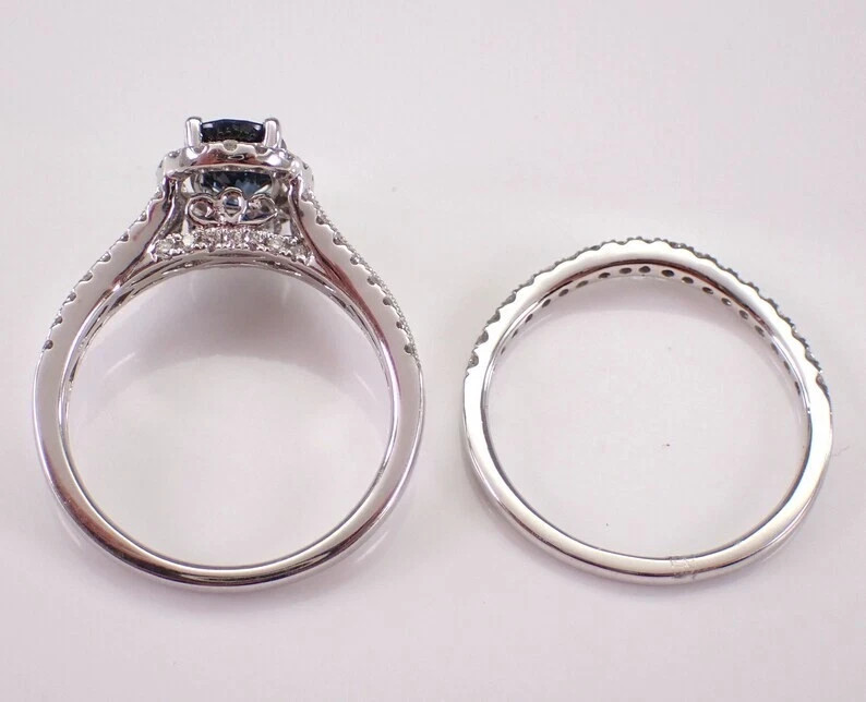 3.50 Ct Oval Cut Natural Sapphire Diamond Engagement Ring 14K Solid White Gold 5