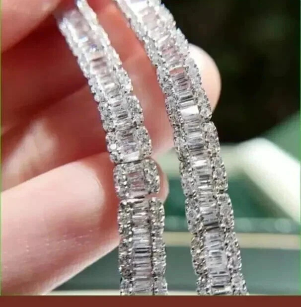 6.5Ct Baguette Lab-Created Diamond Women’s Tennis Bracelet 14K White Gold Plated