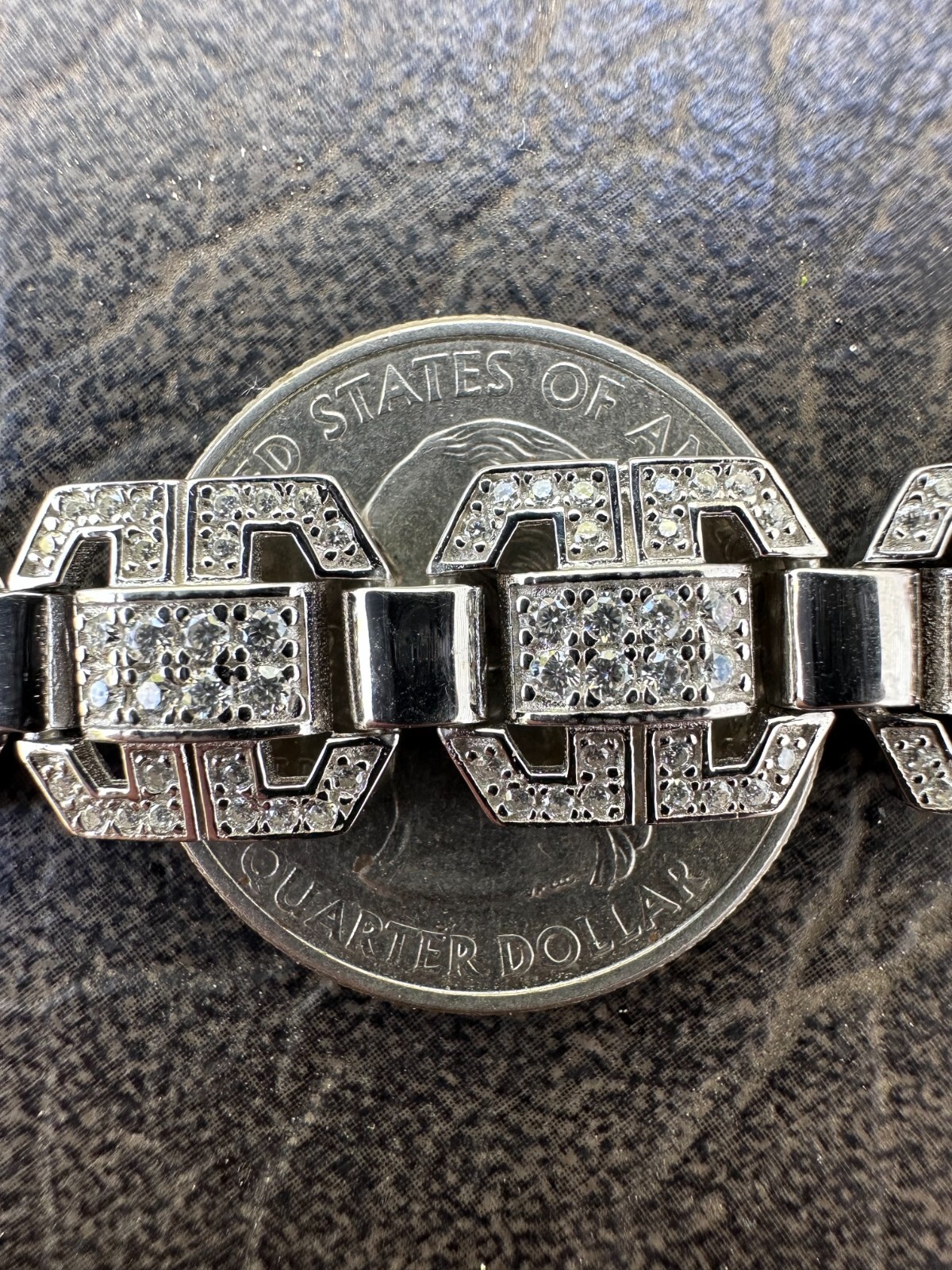 Men’s Moissanite Custom Link Real 925 Sterling Silver Bracelet Passes Tester