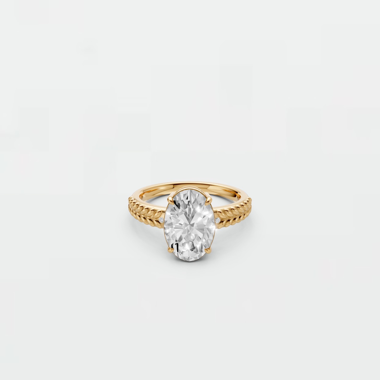 Three Stone Oval Lab Diamond Prong Set Solitaire Engagement Ring