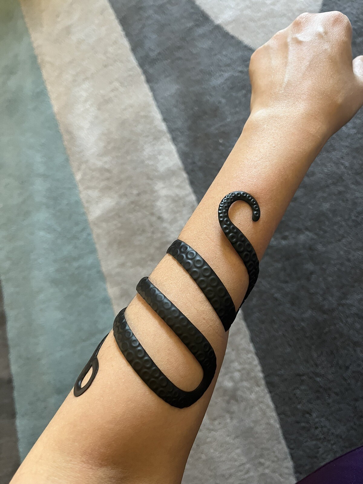 Black Cuff Bracelet Snake Octopus Acrylic Kraken Tentacle Bracelet Chunky Gothic