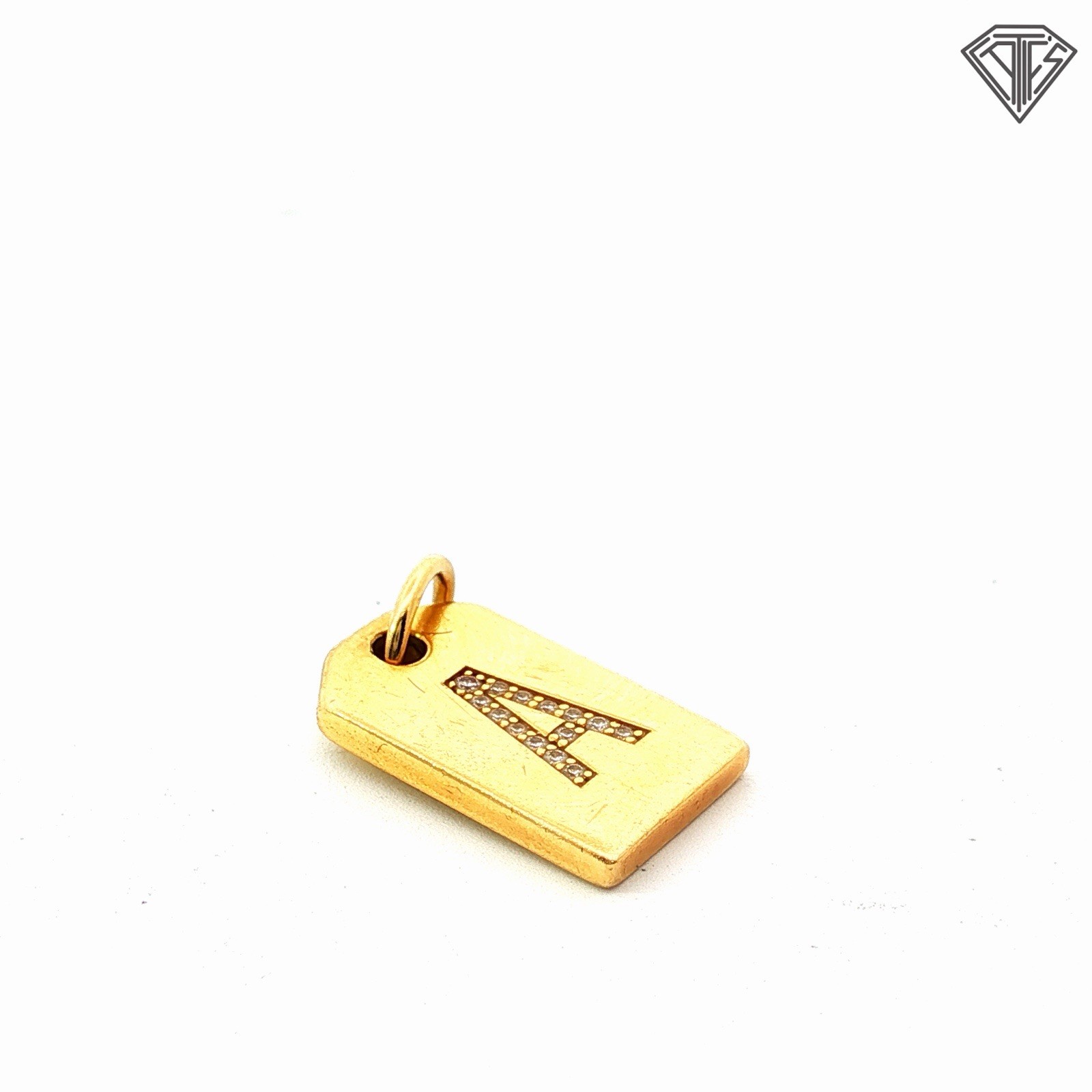 Pre Loved Tiffany & Co Gold Diamond Letter A mini Tag 2.2g Approx 15mm X 9mm