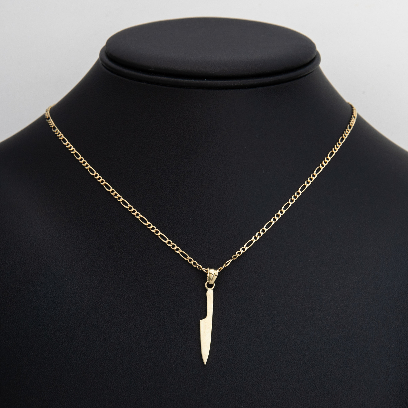Solid 10K Gold Shiny Knife Pendant Necklace Yellow Gold All Sizes