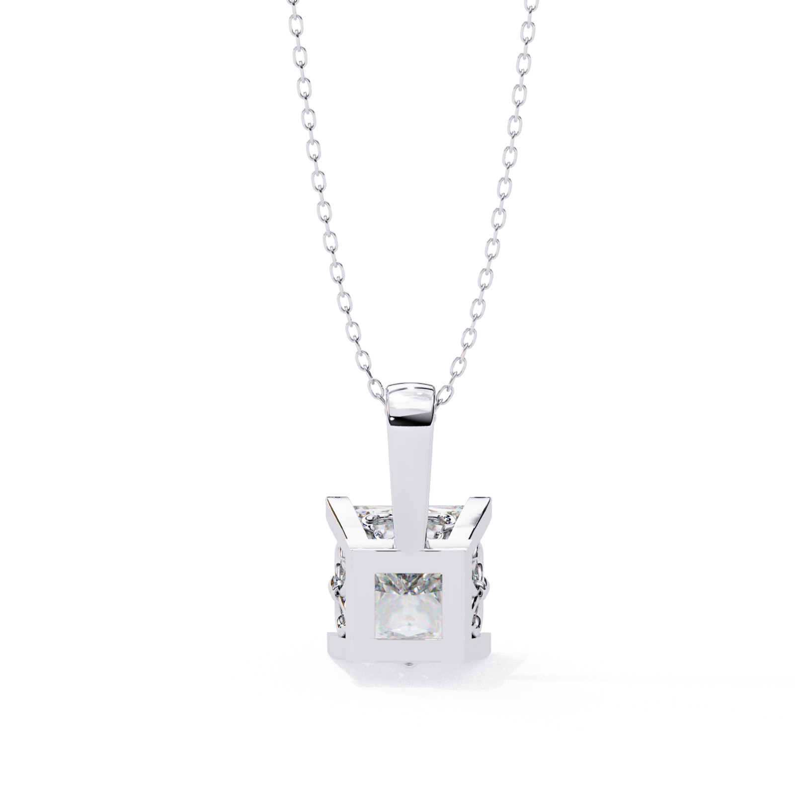 Beautiful Princess Diamond Pendant Made In 14 KT Gold Studded With Lab Created