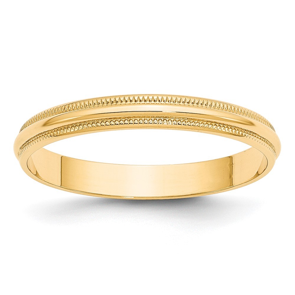 10k Yellow Gold 3mm Lightweight Milgrain Half Round Wedding Band Ring Size 5