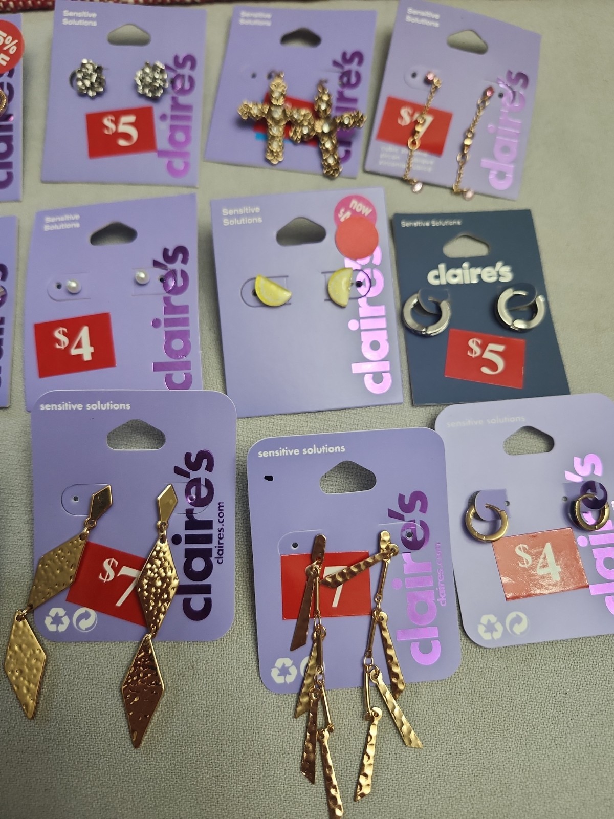 Claire’s Fashion Jewelry Pierced Earrings. Lot Of 21 Pieces
