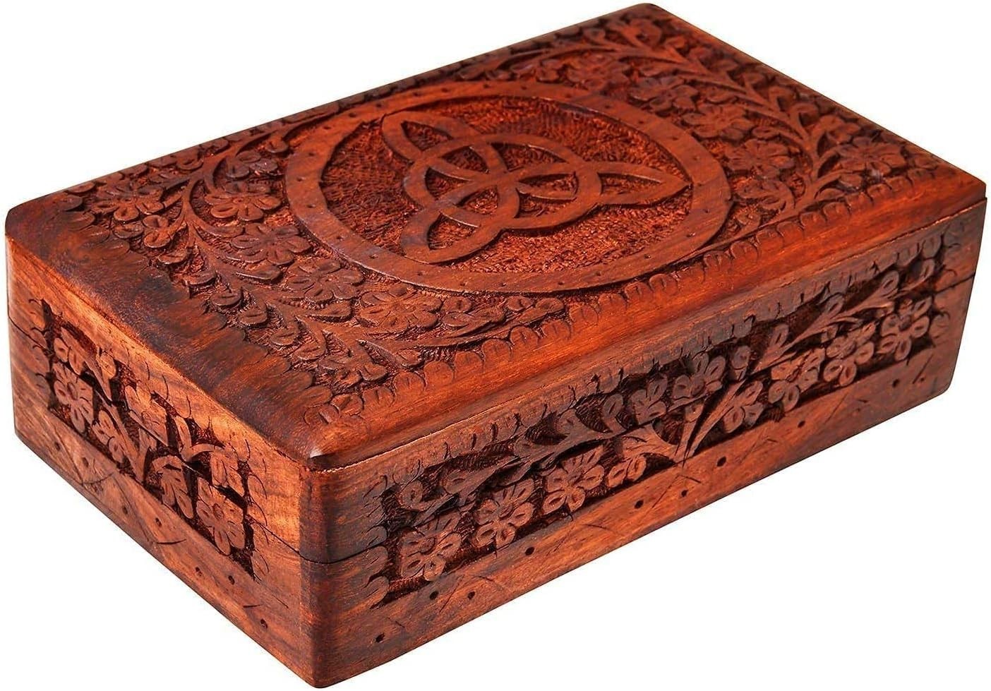 Portable Rosewood Keepsake Chest with Intricate Celtic Design – Ideal for Travel