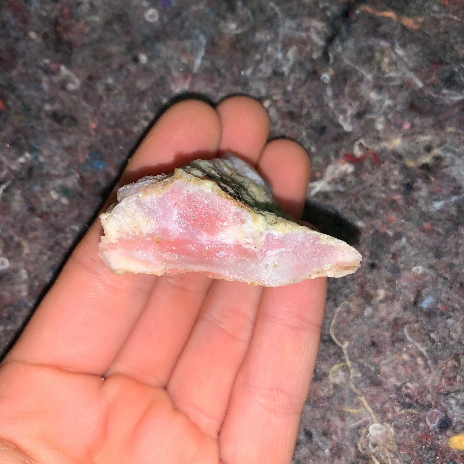 One (1) Charged Pink Opal Rough Gemstone + A FREE Selenite Charging Stick