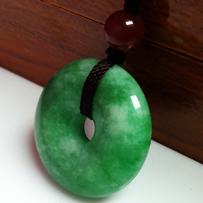 AGrade Myanmar Jadeite Safety Buckle Pendant Unisex Full Green Ice Jade Necklace