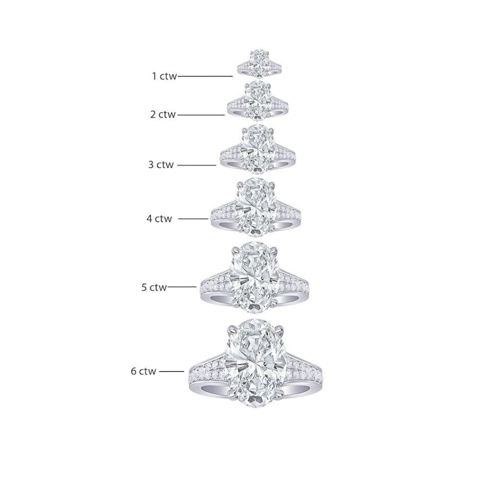 EF-VS1 1 2 3 CT Oval Lab Grown Diamond Halo Split Band Design Ring 14k Gold