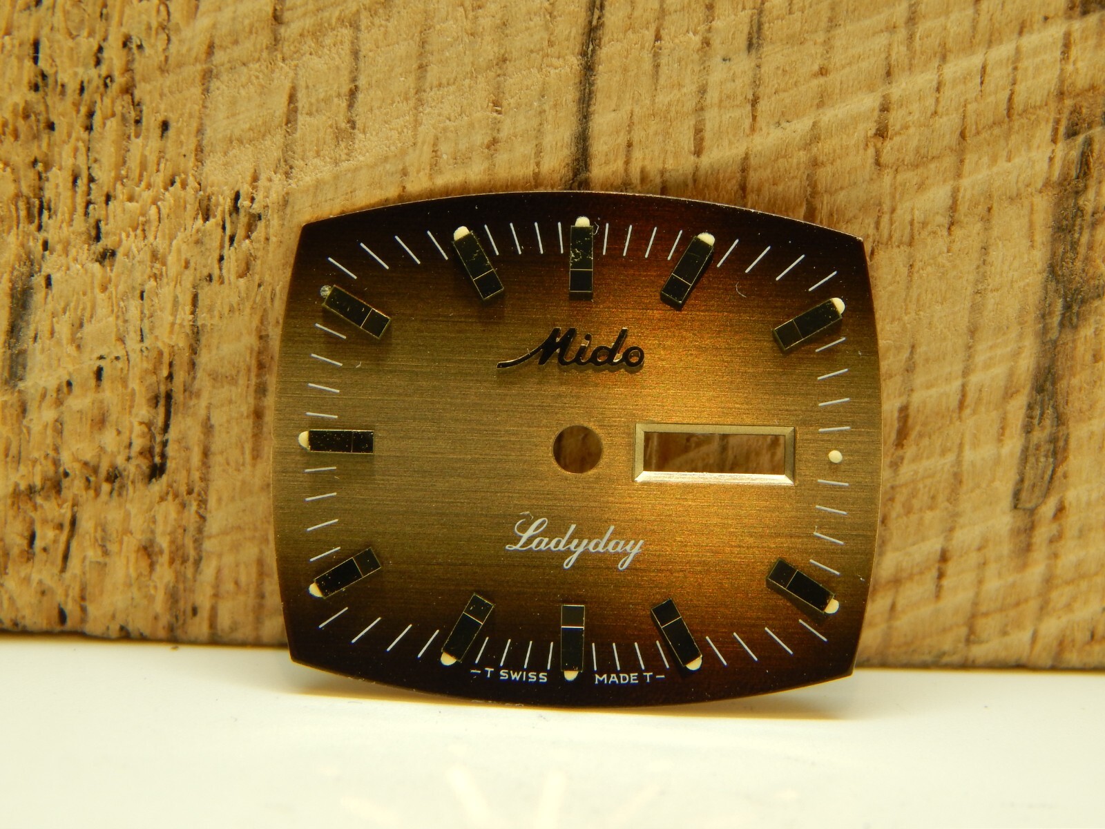 Variegated Bronze Vintage Mido Ladyday Watch Dial Tv 22.5mm by 19.02mm Gold Mrkr