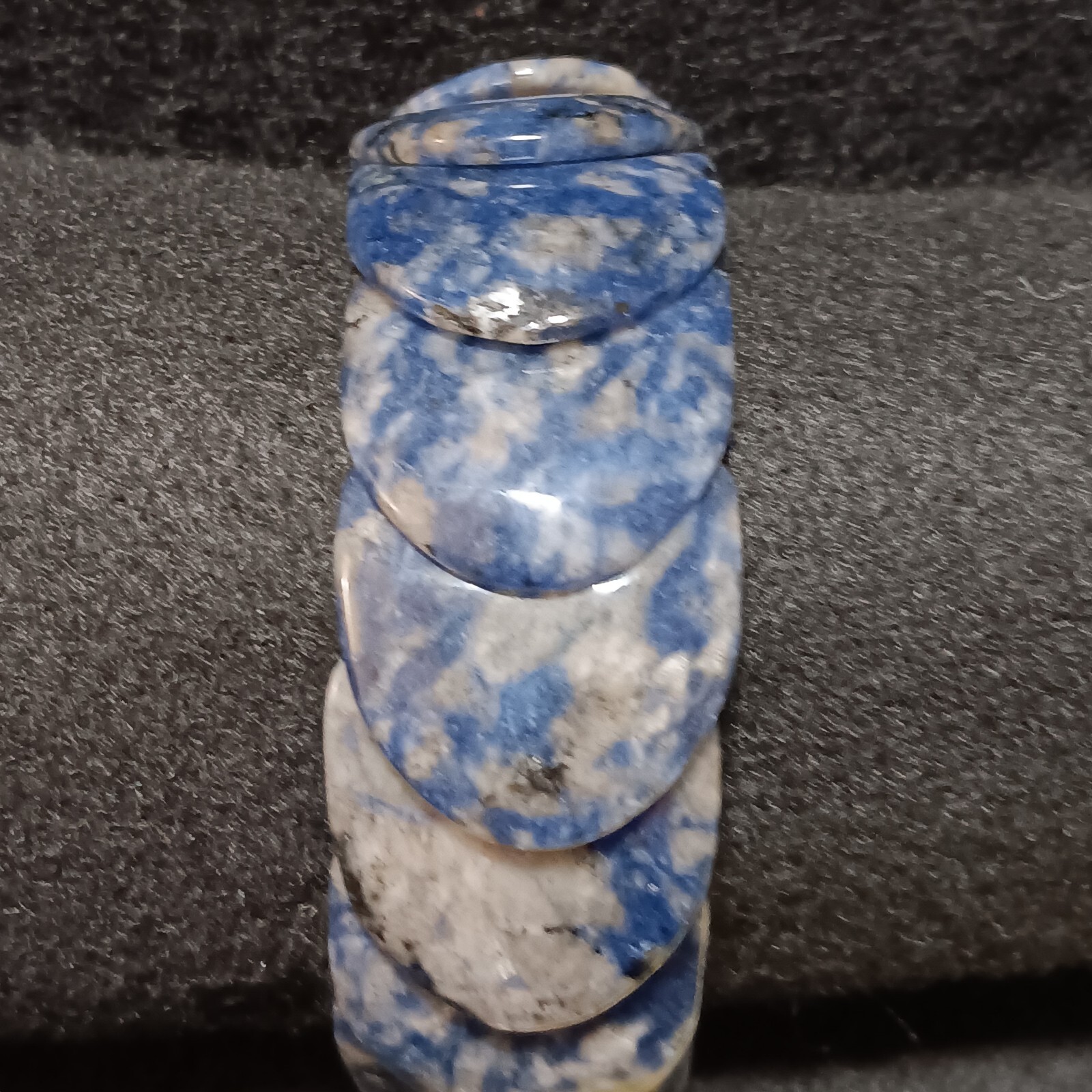 Sodalite Polished Bracelet Big Thick Chunky Designer Stretch To Fit