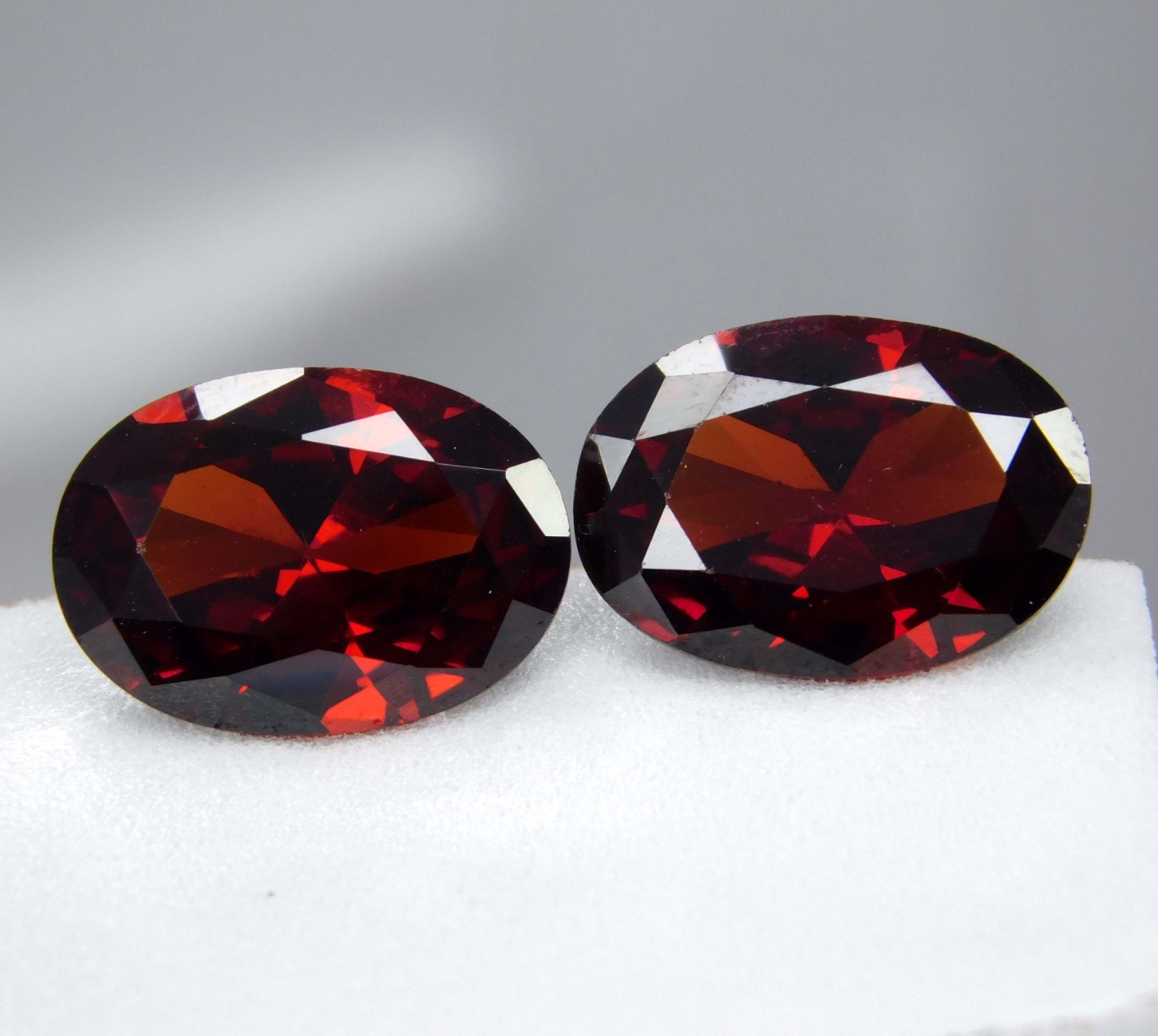 Top Quality 12.45 Ct Natural Red – Zircon Oval Cut Loose Gem Pair from Cambodia