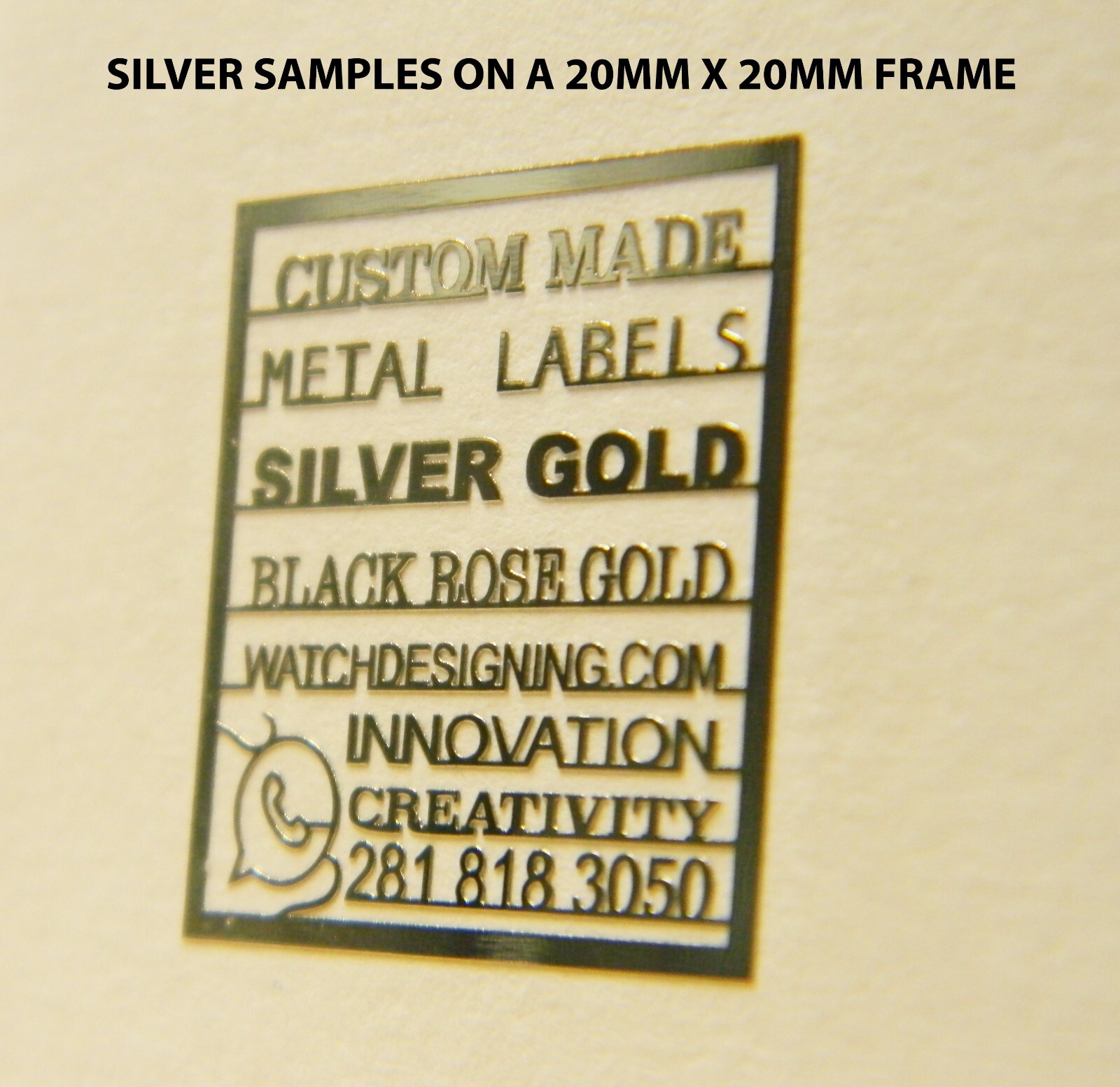 Micro logo emblem Small letters gold silver watch Metal Nickel CAPS Alphabet
