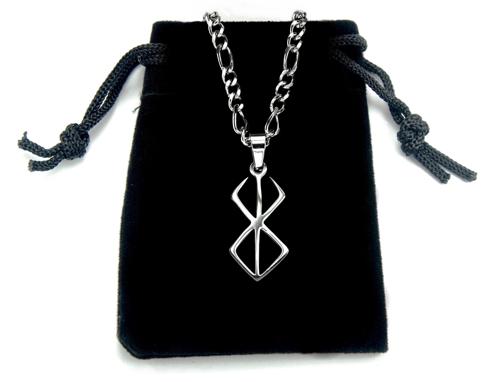 Berserker Rune Necklace with Figaro Chain, Waterproof Hypo Allergenic Stainless