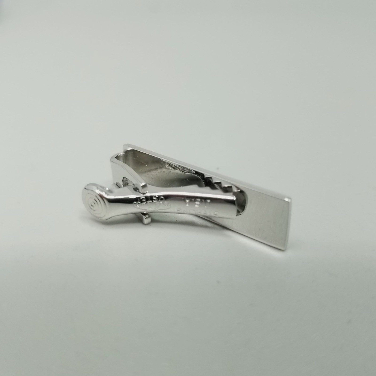 Vintage Sterling Silver Tie Bar Clip Foster Small 1 Inch Minimal Polished