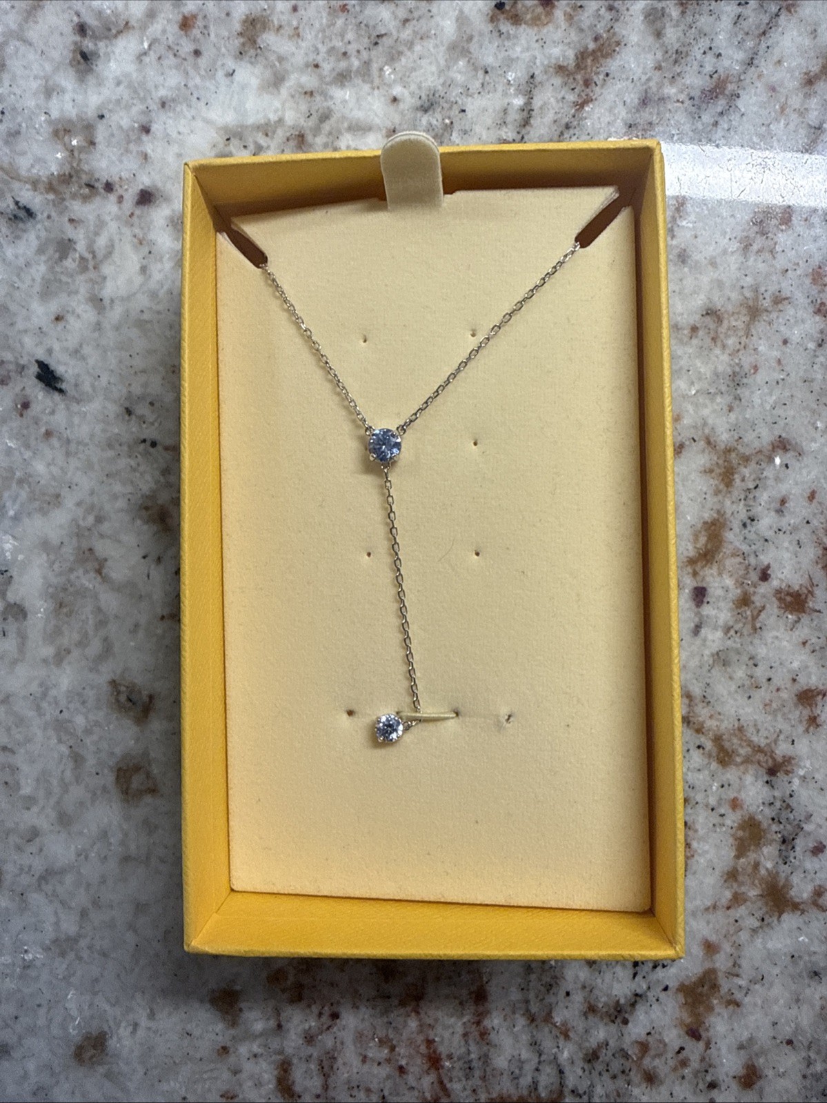 Swarovski Stilla Attract Y Necklace, Round Cut, Blue, Rhodium Plated 5734249