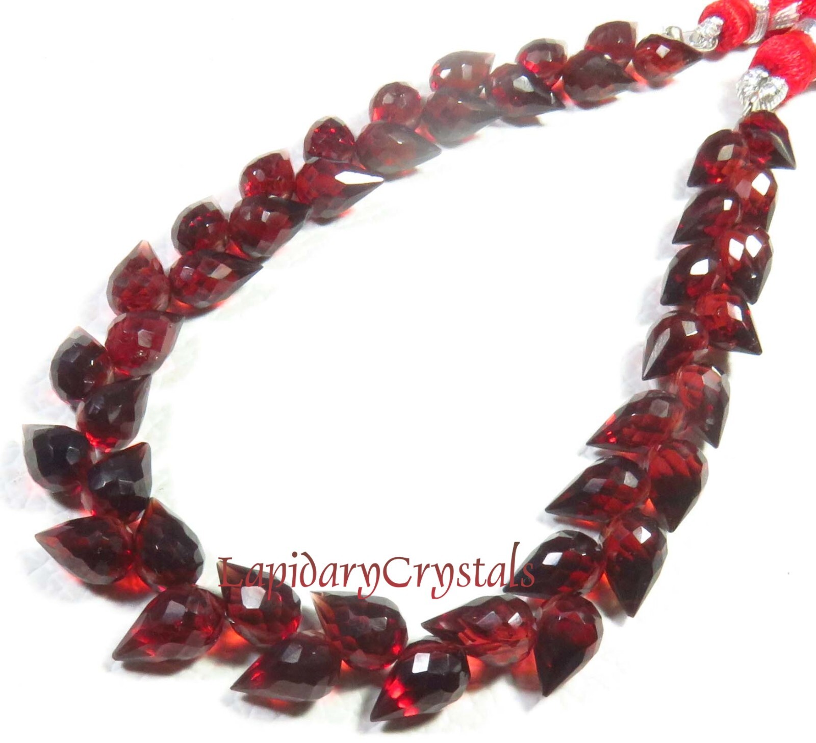 AAA+ Natural Red Garnet Faceted Teardrop Diagonal Drill Beads 7.5-8.5mm LC-919